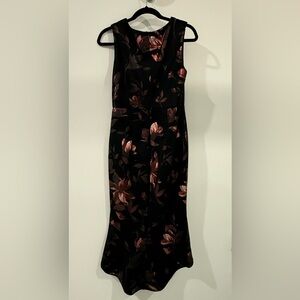Enfocus Petite Black Floral Sheath Dress Size 8P Sleeveless Cocktail
